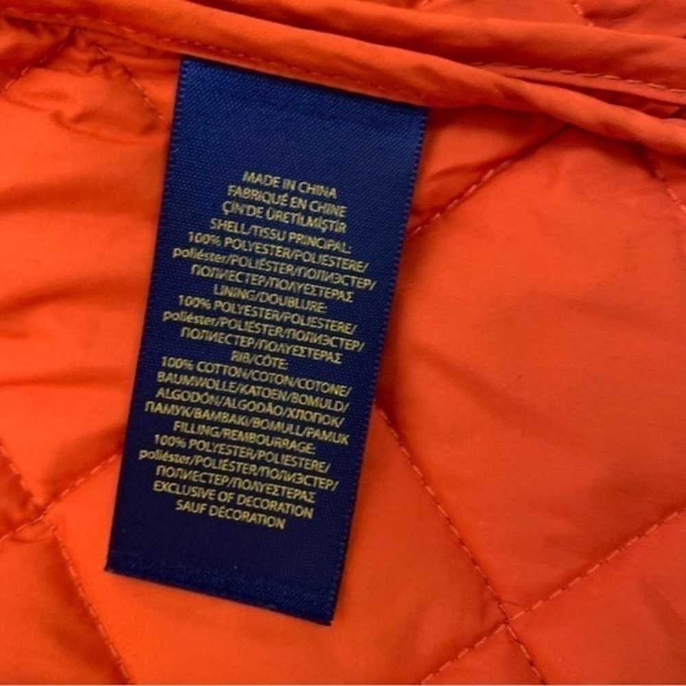 NFS. Polo Ralph Lauren orange quilted puffer style jacket size 5 - Picture 2 of 16